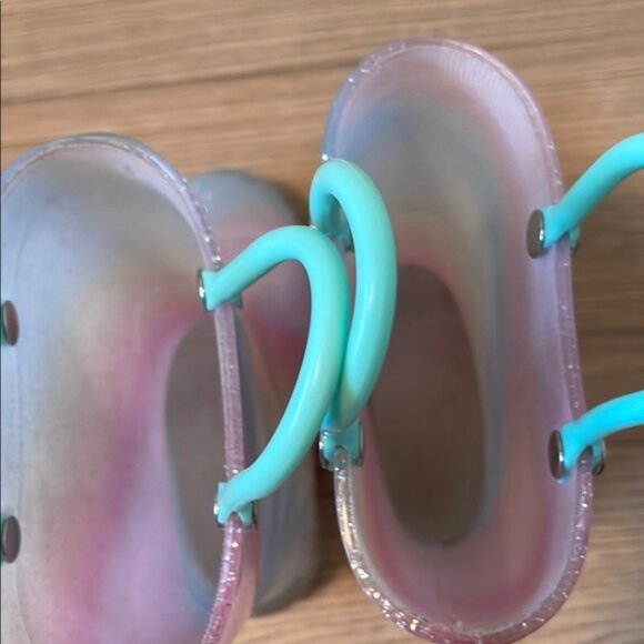 Kids Glittery Rainbow Rubber Boots light up - Picture 6 of 7
